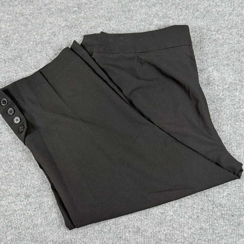 Larry Levine Pants Womens 16 Black Stretch Button Ankle Cropped Career Office